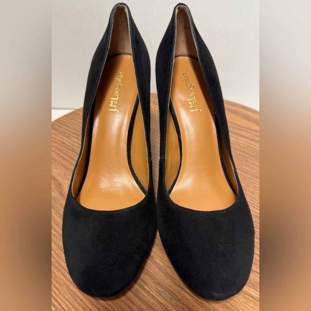 J.McLaughlin Black Suede “Mila” Slip-On Pumps Block Heel Excellent - 8